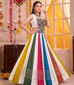 White Rayon Navratri Lehenga Choli Set