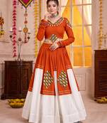 Orange Pure Rayon Navratri Special Premium Designer Lehenga Choli Set