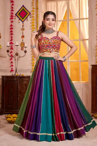 Multicolor Georgette Navratri Lehenga Choli Set