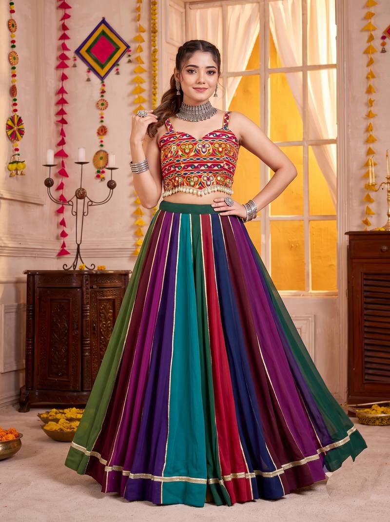 Multicolor Georgette Navratri Lehenga Choli Set