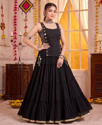 Black Georgette Navratri Lehenga Choli Set 1