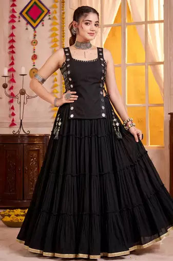 Black Georgette Navratri Lehenga Choli Set