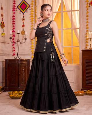 Black Georgette Navratri Lehenga Choli Set 3