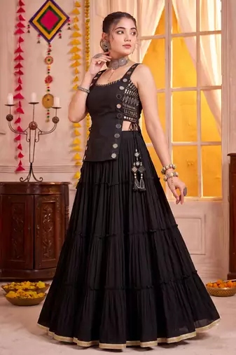 Black Georgette Navratri Lehenga Choli Set