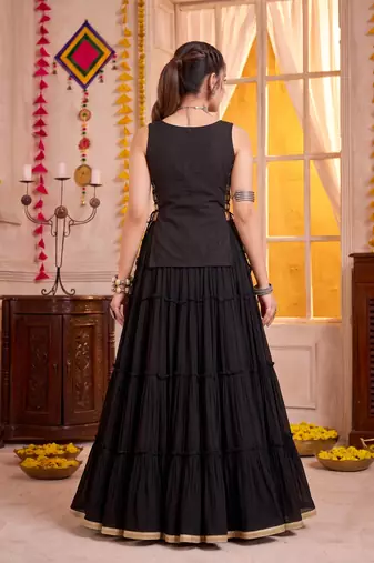 Black Georgette Navratri Lehenga Choli Set