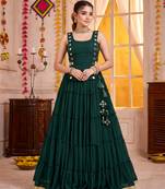 Green Georgette Navratri Lehenga Choli Set