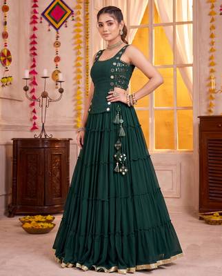 Green Georgette Navratri Lehenga Choli Set 2
