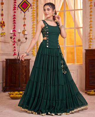 Green Georgette Navratri Lehenga Choli Set 4