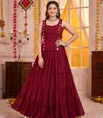 Maroon Georgette Navratri Lehenga Choli Set