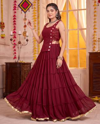 Maroon Georgette Navratri Lehenga Choli Set 4