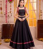 Black Cotton Navratri Lehenga Choli Set