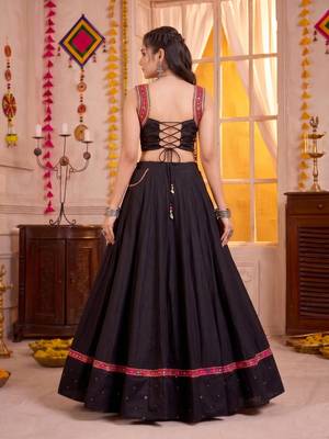 Black Cotton Navratri Lehenga Choli Set 4