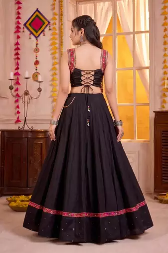 Black Cotton Navratri Lehenga Choli Set