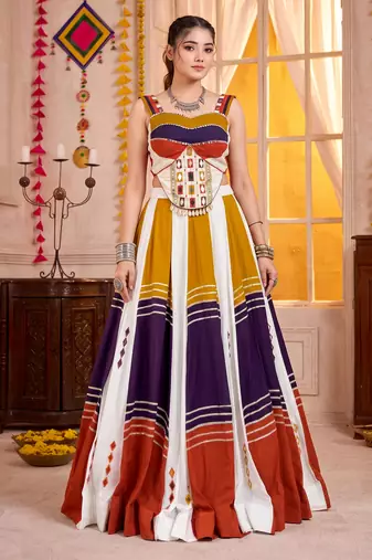 Multicolor Soft Rayon Navratri Lehenga Choli Set