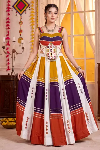 Multicolor Soft Rayon Navratri Lehenga Choli Set