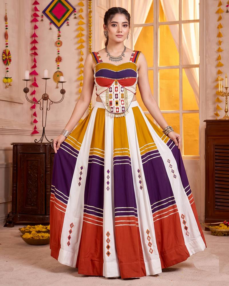 Multicolor Soft Rayon Navratri Lehenga Choli Set
