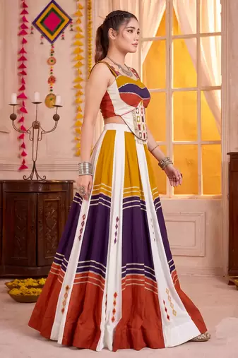 Multicolor Soft Rayon Navratri Lehenga Choli Set