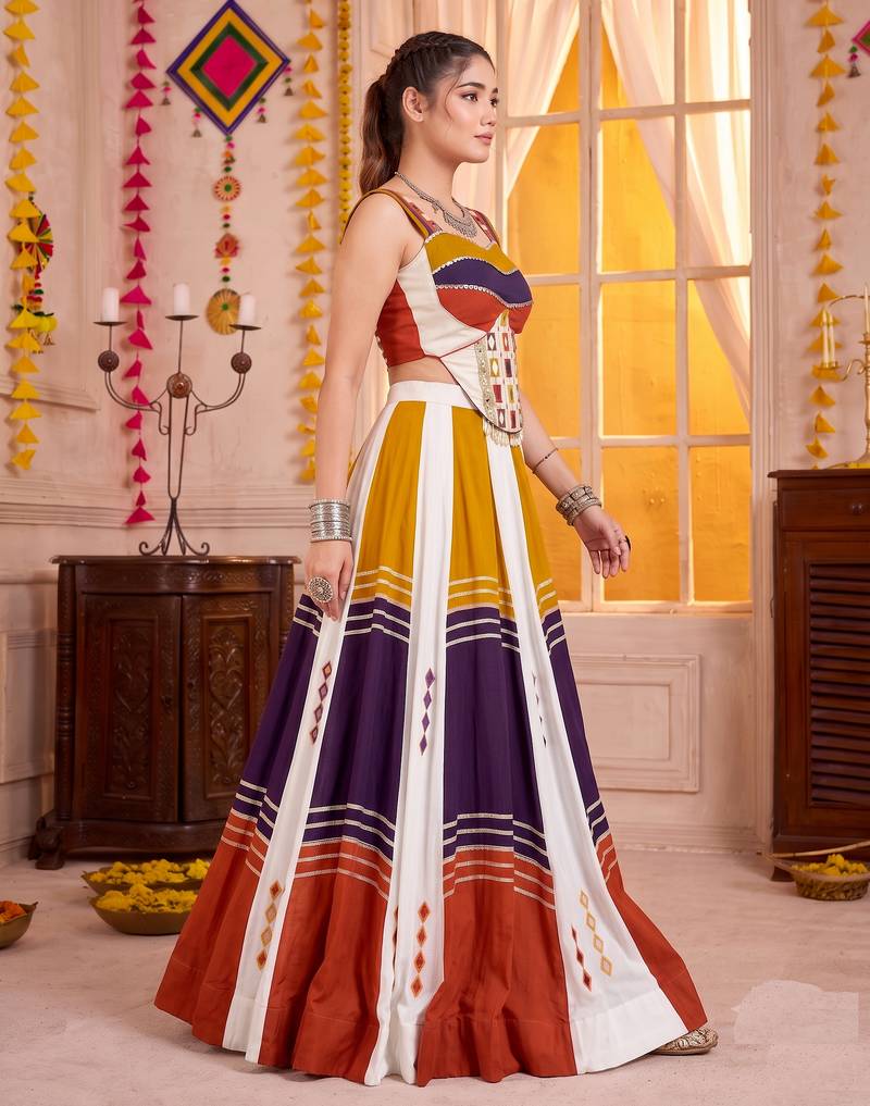Multicolor Soft Rayon Navratri Lehenga Choli Set