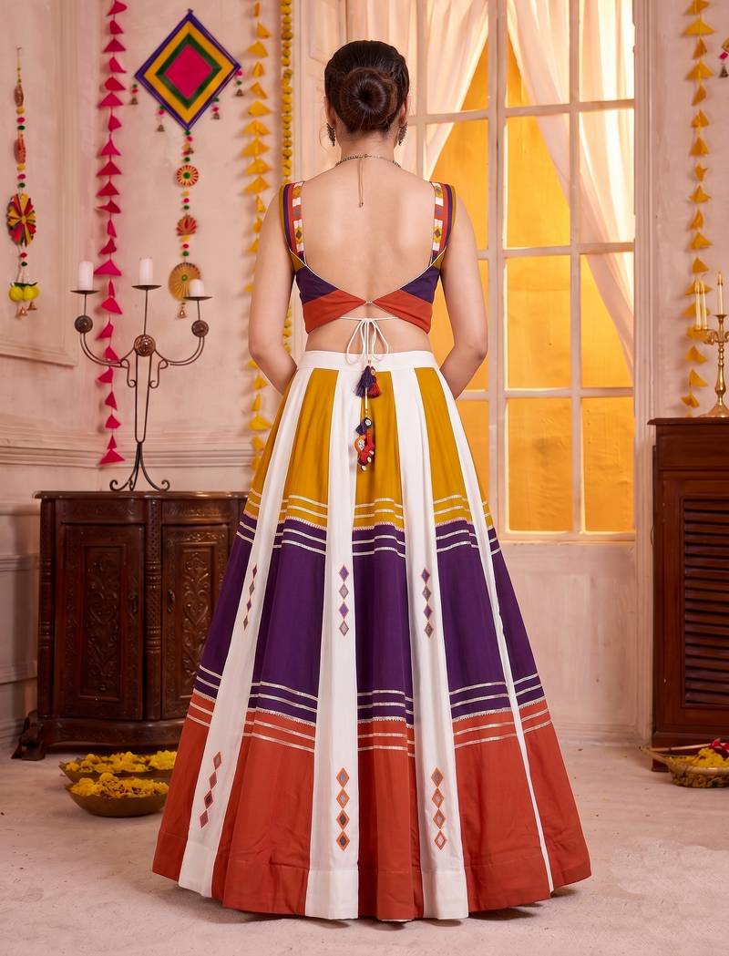 Multicolor Soft Rayon Navratri Lehenga Choli Set