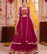 Pink Georgette Navratri Lehenga Choli With Koti Set