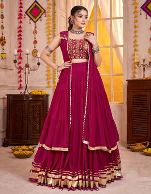 Pink Georgette Navratri Lehenga Choli With Koti Set 2