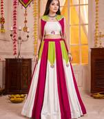 Multicolor Rayon Navratri Lehenga Choli With Koti Set