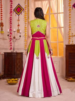 Multicolor Rayon Navratri Lehenga Choli With Koti Set 4