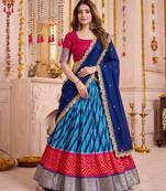 Multicolor Tussar Silk Navratri Lehenga Choli Dupatta Set
