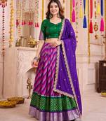Multicolor Tussar Silk Navratri Special Premium Designer Lehenga Choli Dupatta Set
