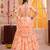 Peach Tabby Silk Navratri Lehenga Choli Dupatta Set