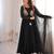black color plain work faux georgette gown set