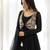 black color plain work faux georgette gown set