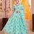 Sky Blue Tabby Silk Navratri Special Premium Designer Lehenga Choli Dupatta Set