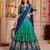 Rama Green Tussar Silk Navratri Lehenga Choli Dupatta Set