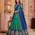Rama Green Tussar Silk Navratri Lehenga Choli Dupatta Set