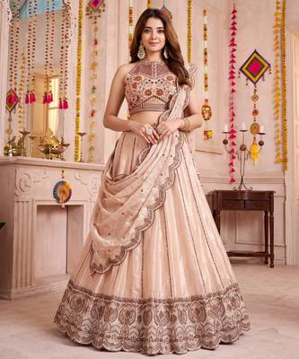 Cream Spider Crush Navratri Lehenga Choli Dupatta Set 1