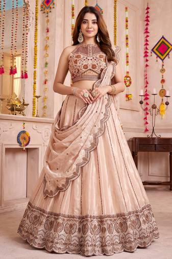 Cream Spider Crush Navratri Lehenga Choli Dupatta Set