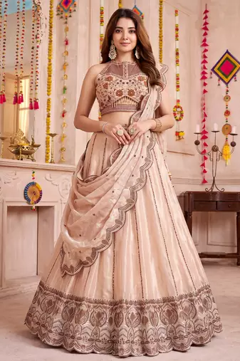 Cream Spider Crush Navratri Lehenga Choli Dupatta Set
