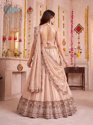 Cream Spider Crush Navratri Lehenga Choli Dupatta Set 3