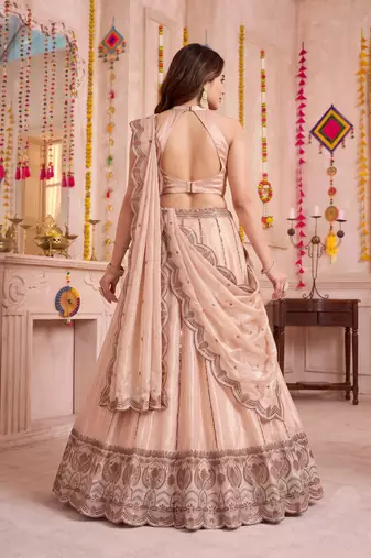 Cream Spider Crush Navratri Lehenga Choli Dupatta Set