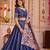Blue Chanderi Navratri Lehenga Choli Dupatta Set