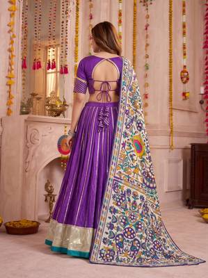 Purple Chanderi Navratri Lehenga Choli Dupatta Set 2