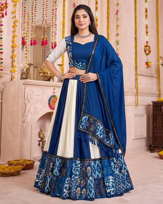 Multicolor Rayon Navratri Lehenga Choli Dupatta Set 1