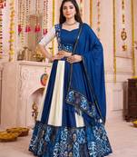 Multicolor Rayon Navratri Lehenga Choli Dupatta Set