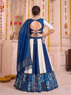 Multicolor Rayon Navratri Lehenga Choli Dupatta Set 3