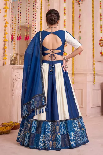 Multicolor Rayon Navratri Lehenga Choli Dupatta Set
