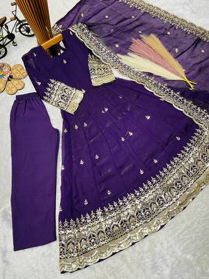 Orange fendy silk with sequence embroidery work kids gown bottom and dupatta set 2