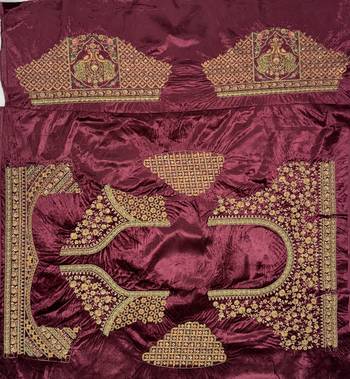 maroon color Dori Embroidery Patch work Sequins and Thread work Velvet Lehenga Choli set 5