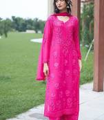 rani pink color embroidery work gerogette salwar suit