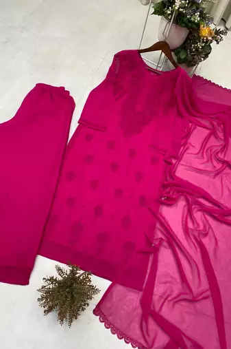 rani pink color embroidery work gerogette salwar suit